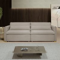 Sofá Cama 3 Lugares Aurora Retrátil Veludo Bege Claro - Celflex