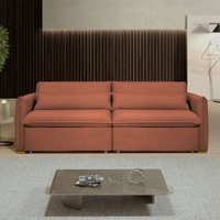 Sofá Cama 3 Lugares Aurora Retrátil Boucle Terracota - Celflex