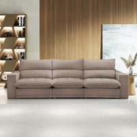 Sofá 5 Lugares Martinho Retrátil 20587 Veludo Bege Escuro - Celflex