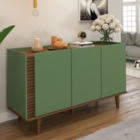 Balcão Buffet Elegance Ripado 3 Portas Hortelã/Amêndoa - Panorama Móveis