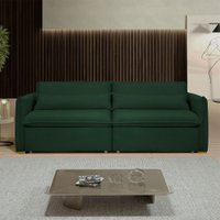 Sofá Cama 3 Lugares Aurora Retrátil Veludo Verde - Celflex