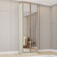 Guarda-Roupa Solteiro Modulado Predileto 2 Portas com Espelho Flex Areia/Jequitibá - Henn