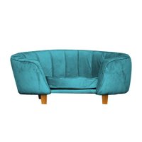 Poltrona Cama Caminha Pet Laddi Veludo Azul Turquesa Dvinn