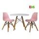 Kit Mesa Redonda Branca 60cm + 2 Cadeiras Charles Eames Eiffel Infantil Kids Rosa Claro