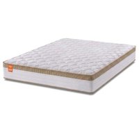 Colchão Casal King Molas Ensacadas Real 193x202x27cm Branco / Bege - Suporta até 130Kg Por Pessoa