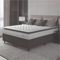 Cama Box Colchão Baú Casal King Molas Ensacadas City Pillow Top 193x203x64cm Cinza/Branco Hellen