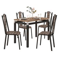 Kit Mesa de Jantar Marva 91cm com 04 Cadeiras Geórgia Palha Ferro Preto - Pallazio