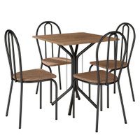 Kit Mesa de Jantar Thaisa 67,5cm com 04 Cadeiras Texas Ratan Ferro Preto - Pallazio