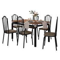 Kit Mesa de Jantar Marva 136cm com 06 Cadeiras Alabama Palha Ferro Preto - Pallazio