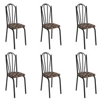 Kit 6 Cadeiras de Cozinha Alabama Estampado Mosaico Palha Pés de Ferro Preto  - Pallazio