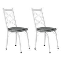 Kit 2 Cadeiras de Cozinha Delaware Estampado Andorinha Pés de Ferro Branco - Pallazio