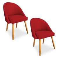 Kit 02 Cadeiras Jantar Bela Suede Vermelho Pés Palito Castanho - Pallazio