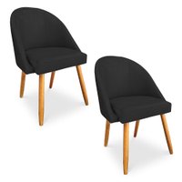Kit 02 Cadeiras Jantar Bela Suede Preto Pés Palito Castanho - Pallazio