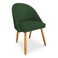 Cadeira de Jantar Bela Suede Verde Pés Palito Castanho - Pallazio