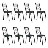 Kit 8 Cadeiras de Cozinha Delaware Estampado Mosaico Silver Pés de Ferro Preto - Pallazio