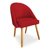 Cadeira de Jantar Bela Suede Vermelho Pés Palito Castanho - Pallazio