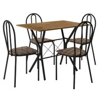 Kit Mesa de Jantar Jade 91 cm Nature com 04 Cadeiras Texas Palha Ferro Preto - Pallazio