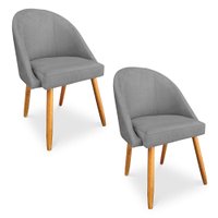 Kit 02 Cadeiras Jantar Bela Suede Grafite Pés Palito Castanho - Pallazio