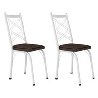 Kit 2 Cadeiras de Cozinha Delaware Estampado Imbuia Pés de Ferro Branco - Pallazio