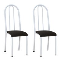 Kit 2 Cadeiras de Cozinha Flórida Estampado Preto Pés de Ferro Branco - Pallazio