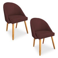 Kit 02 Cadeiras Jantar Bela Suede Marsala Pés Palito Castanho - Pallazio
