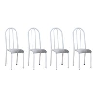 Kit 4 Cadeiras de Cozinha Flórida Estampado Prata Pés de Ferro Branco - Pallazio