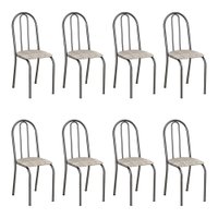 Kit 8 Cadeiras de Cozinha Califórnia Estampado Rattan Bege Pés de Ferro Preto - Pallazio