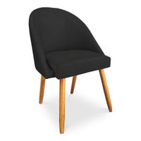Cadeira de Jantar Bela Suede Preto Pés Palito Castanho - Pallazio