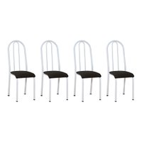 Kit 4 Cadeiras de Cozinha Flórida Estampado Preto Pés de Ferro Branco - Pallazio