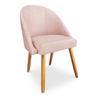 Cadeira de Jantar Bela Suede Rosa Bebê Pés Palito Castanho - Pallazio