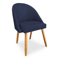 Cadeira de Jantar Bela Suede Azul Marinho Pés Palito Castanho - Pallazio