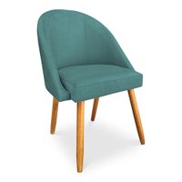 Cadeira de Jantar Bela Suede Azul Turquesa Pés Palito Castanho - Pallazio