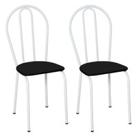 Kit 2 Cadeiras de Cozinha Texas Liso Preto Pés de Ferro Branco - Pallazio