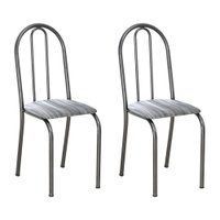 Kit 2 Cadeiras de Cozinha Califórnia Estampado Prata Pés de Ferro Preto  - Pallazio