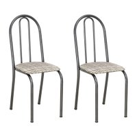 Kit 2 Cadeiras de Cozinha Califórnia Estampado Rattan Bege Pés de Ferro Preto - Pallazio