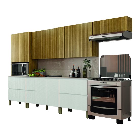 Armário De Cozinha Completa Com Balcão Art Kits Paraná 12 Portas 4 Gavetas Madeirado / Branco