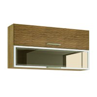 Armário De Cozinha Aéreo 2 Portas 1,20m Com Vidro Reflecta Módulo Suspenso Madeirado / Branco Ametista