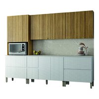 Armário De Cozinha Completa Com Balcão Art Kits Paraná 11 Portas 4 Gavetas Madeirado / Branco