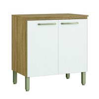 Balcão de Cozinha Duplo Com Tampo 2 Portas Madeirado / Branco Ametista Kit’s Paraná