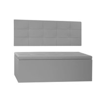 Kit Painel e Calçadeira Baú Casal 1,40m Roma Corano Cinza - Pallazio