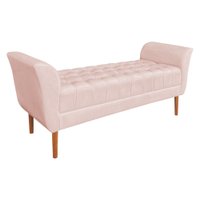 Calçadeira Recamier Casal 1,50m Londres Veludo Rosa Bebê - Pallazio