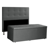 Kit Cabeceira e Calçadeira Baú Casal 1,40m Berlim Suede Cinza - Pallazio