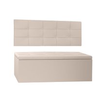 Kit Painel e Calçadeira Baú Queen 1,60m Roma Corano Bege - Pallazio