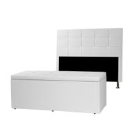 Kit Cabeceira e Calçadeira Baú King 1,95m Roma Corano Branco - Pallazio