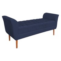 Calçadeira Recamier Casal 1,50m Londres Veludo Azul Marinho - Pallazio