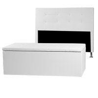 Kit Cabeceira e Calçadeira Baú Solteiro 0,90m Berlim Corano Branco - Pallazio