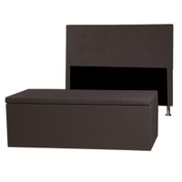 Kit Cabeceira e Calçadeira Baú King 1,95m Berlim Corano Marrom - Pallazio