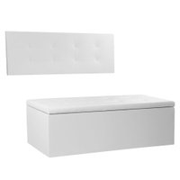 Kit Painel e Calçadeira Baú King 1,95m Berlim Corano Branco - Pallazio