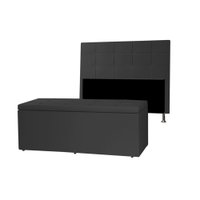 Kit Cabeceira e Calçadeira Baú Solteiro 0,90m Roma Corano Preto - Pallazio