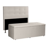 Kit Cabeceira e Calçadeira Baú King 1,95m Berlim Suede Bege - Pallazio